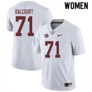 NCAA Women's Alabama Crimson Tide #71 Darrian Dalcourt Stitched College 2019 Nike Authentic White Football Jersey FQ17Q56YY